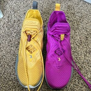 Nike LeBron Basketball Shoes Yellow and Purple Sneakers Size 9.5